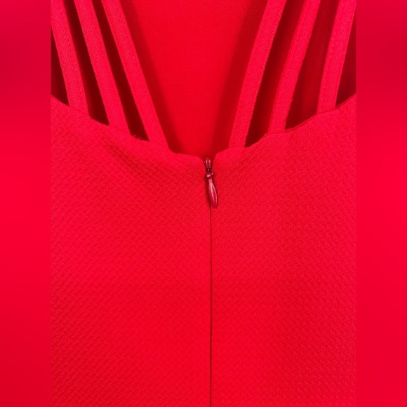 Dress The Population Gwen Red Strappy Cutout Stretch Bodycon Midi Dress Medium - Picture 9 of 11